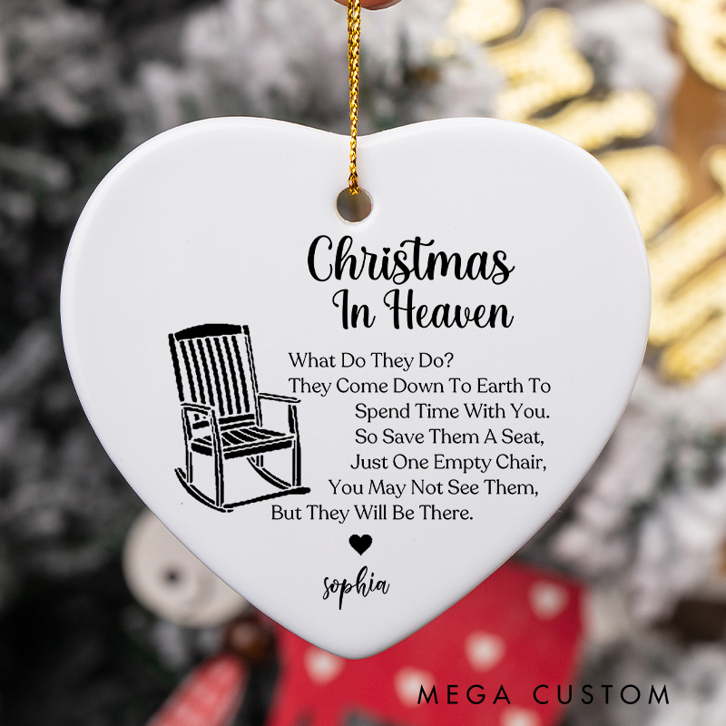 Personalized Memorial Ornament Sympathy Gifts Memorial Bereavement Gift Christmas in Heaven Ceramic Ornament for Loss of Loved One