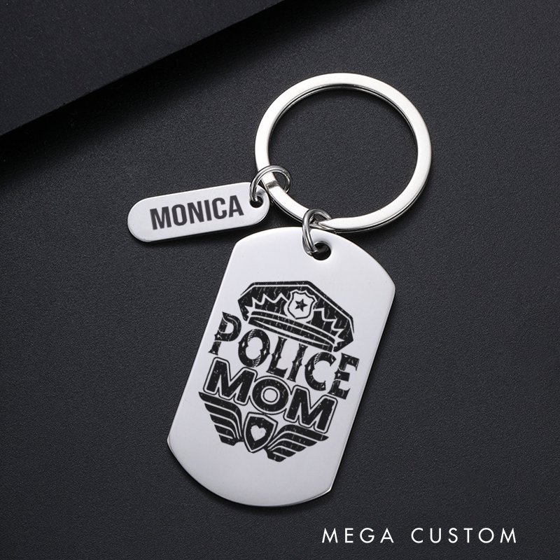 Personalized Police Officers Engraved Keychain Police Mom Keychain Appreciation Gift for Police Officers