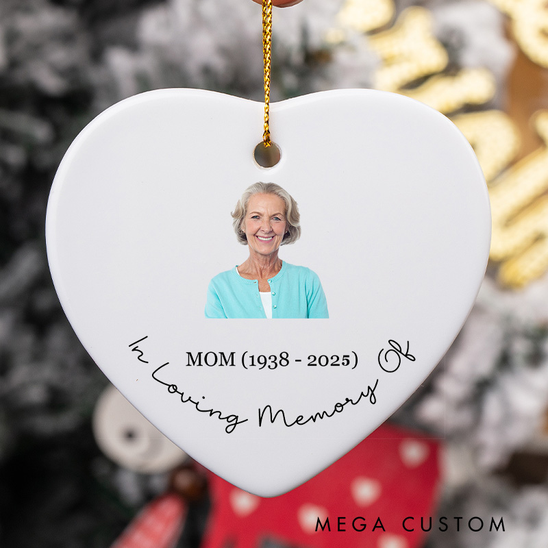 Personalized Memorial Photo Ceramic Ornament Loss of Loved One Remembrance Gifts Sympathy Gift Custom Photo Christmas Ornament