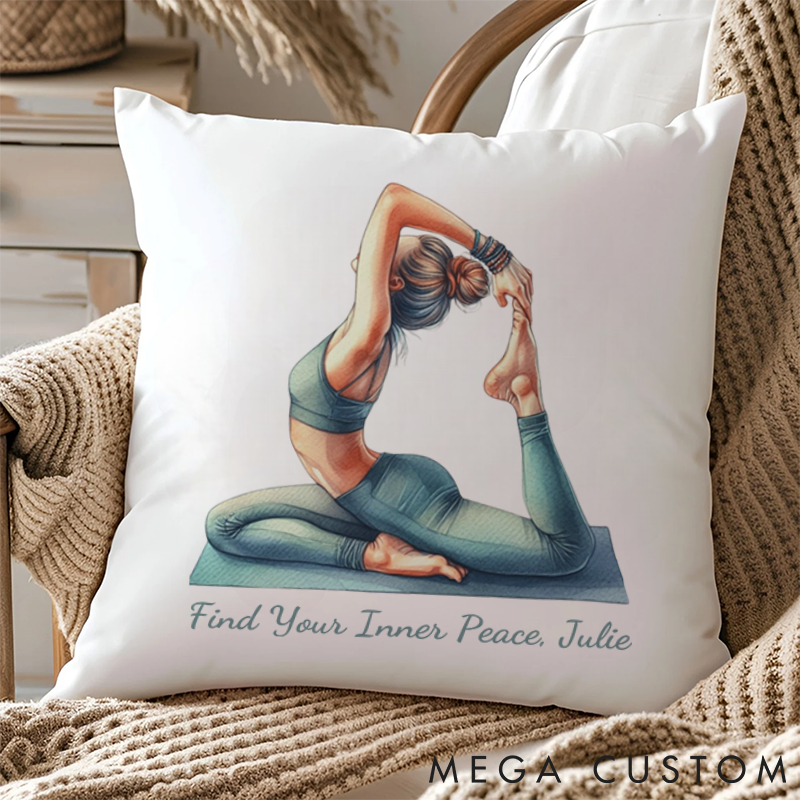 Personalized Yoga Pillows with Inspirational Quote with Elegant Pose Custom Name Yoga Pillows Gift Idea for Yoga Lover
