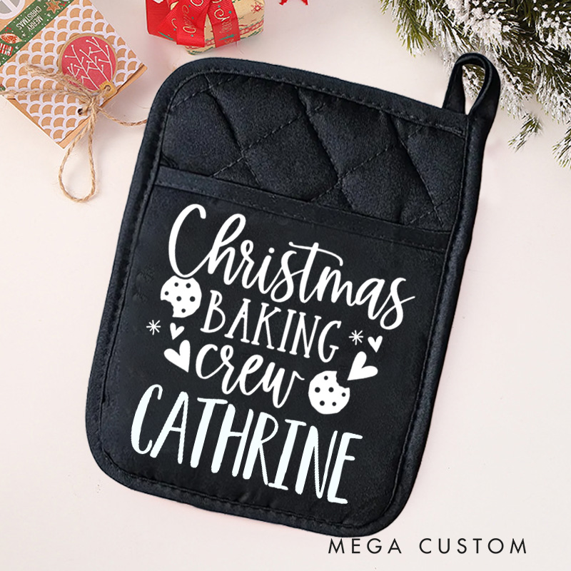 Personalized Christmas Baking Crew Pot Holders Custom Cookie Potholder with Name Baking Lovers Gift Baker Gift Christmas Gift