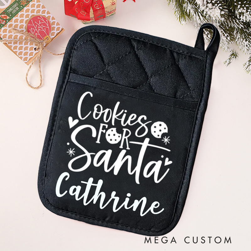 Personalized Cookies for Santa Pot Holders Custom Cookies Potholder with Name Baking Lovers Gift Baker Gift Christmas Gift