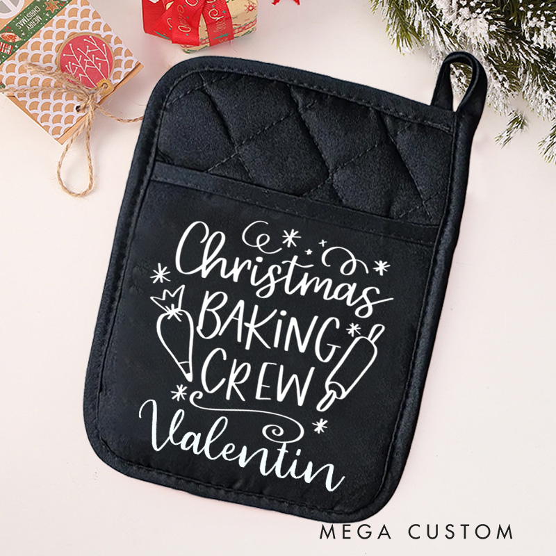 Personalized Christmas Baking Crew Pot Holders Custom Potholder with Name Baking Lovers Gift for Baker Gift Christmas Gift