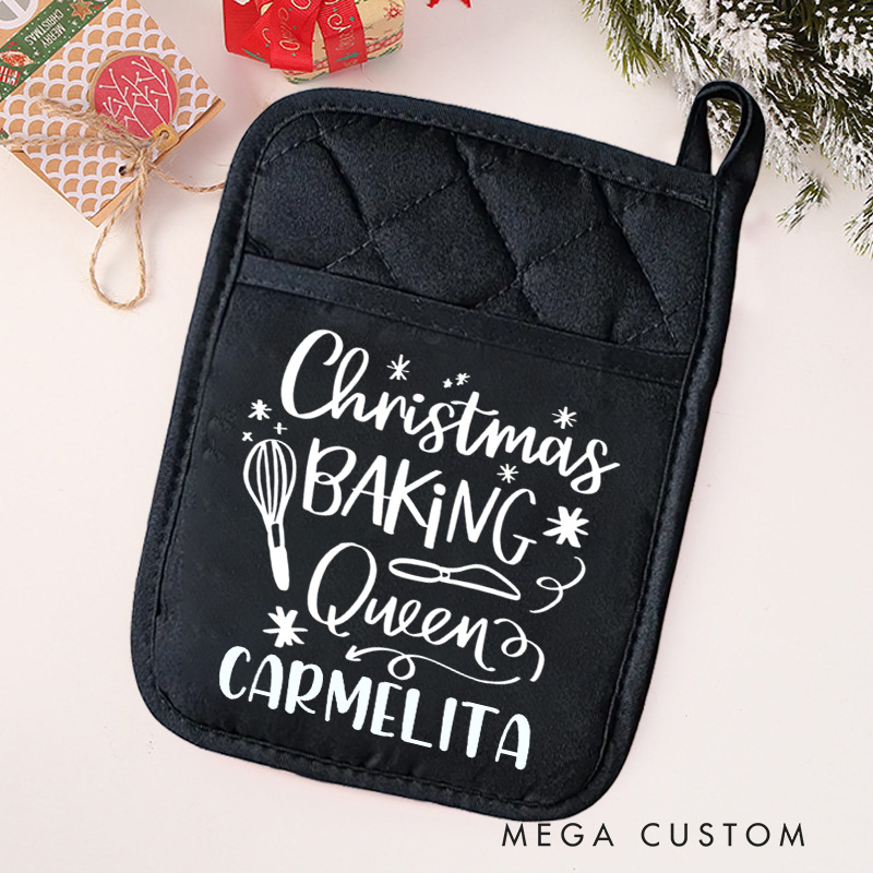 Personalized Christmas Baking Queen Pot Holders Custom Baking Potholder with Name Baking Lovers Gift for Baker Gift Christmas Gift