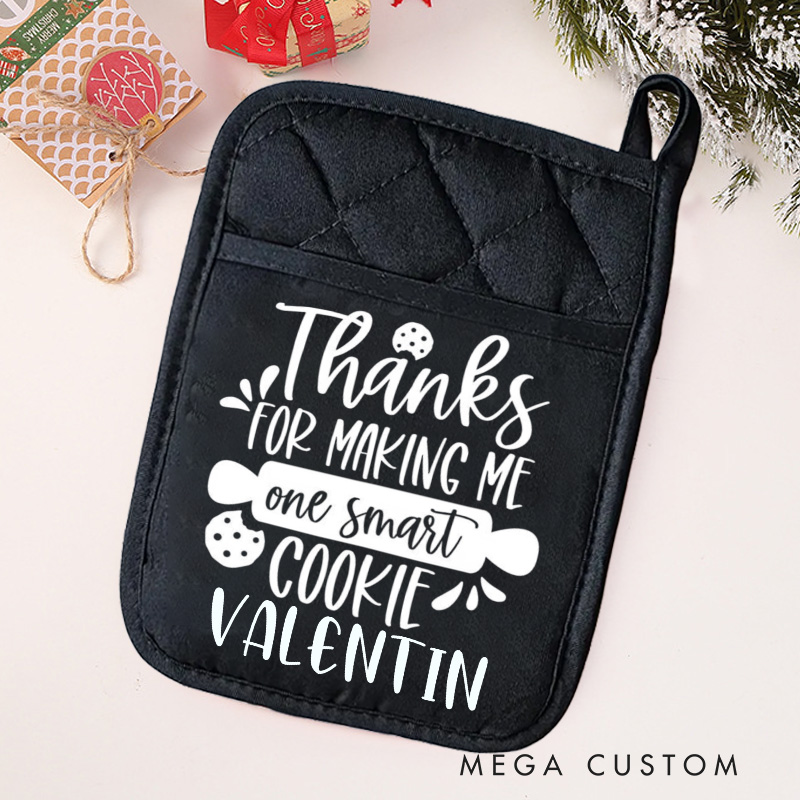 Personalized Thanks for Making Me One Smart Cookie Pot Holders Custom Rolling Pin Potholder with Name Baking Lover Gift for Baker Gift Christmas Gift