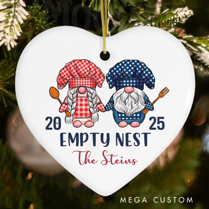 Personalized Empty Nest Ceramic Christmas Ornament Cooking Gnome Ornament with Name Xmas Tree Ornament for Baker Christmas Gift Baking Lover Gift