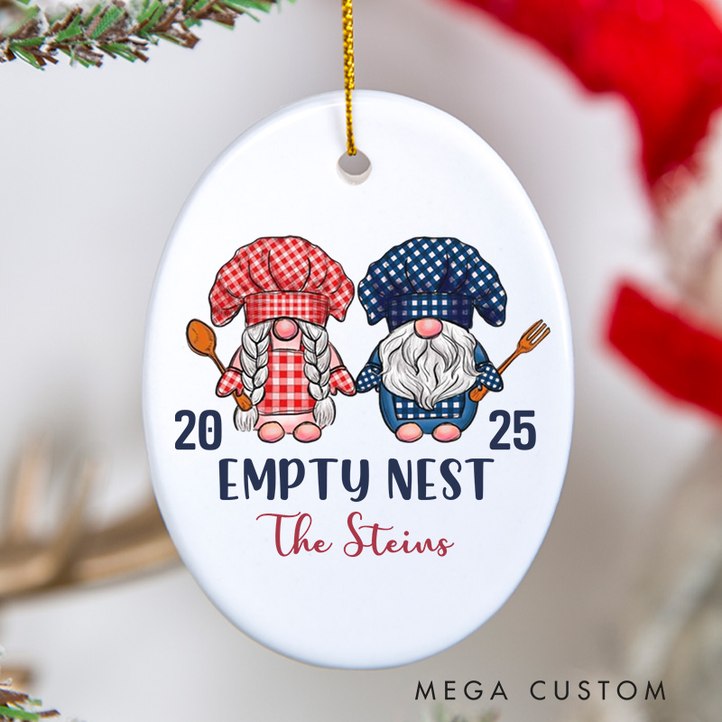 Personalized Empty Nest Ceramic Christmas Ornament Cooking Gnome Ornament with Name Xmas Tree Ornament for Baker Christmas Gift Baking Lover Gift