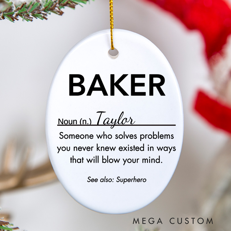 Personalized Baker Definition Christmas Ornament Custom Baker Ornament with Name Xmas Tree Ornament for Baker Christmas Gift Baking Lover Gift Christmas Gift