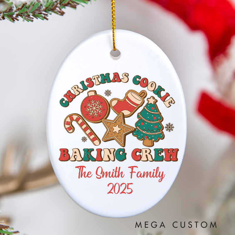 Personalized Cookie Baking Crew Christmas Ornament Ceramic Ornament with Name Xmas Tree Ornament Baker 2025 Christmas Gift Baking Lover Gift