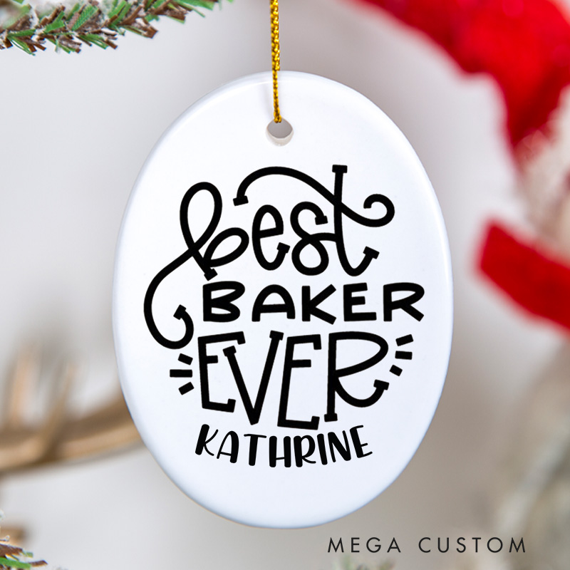 Personalized Best Baker Ever Christmas Ornament Ornament with Name Xmas Tree Decoration for Baker 2025 Christmas Gift Baking Lover Gift