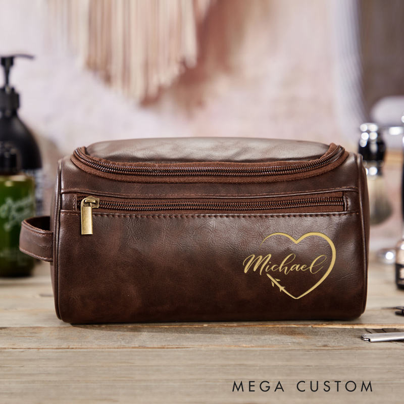 Personalized Travel Lovers Toiletry Bag Leather Toiletry Bag for Traveling Lovers Cool Travel Gift