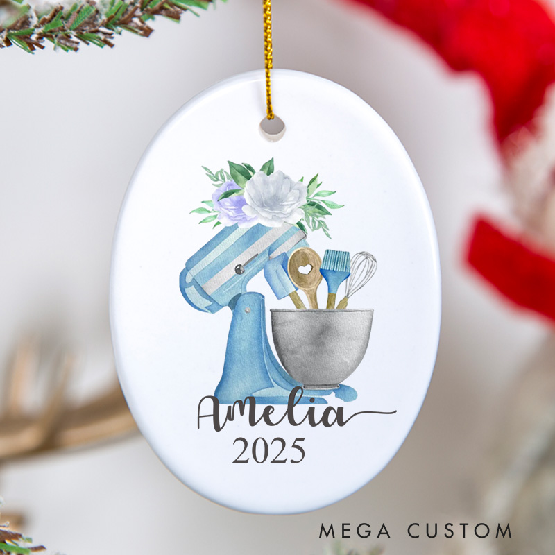 Personalized Baking Mixer Christmas Ornament Bakery Assistant Ornament with Name Xmas Tree Ornament Baker 2025 Christmas Gift Baking Lover Gift