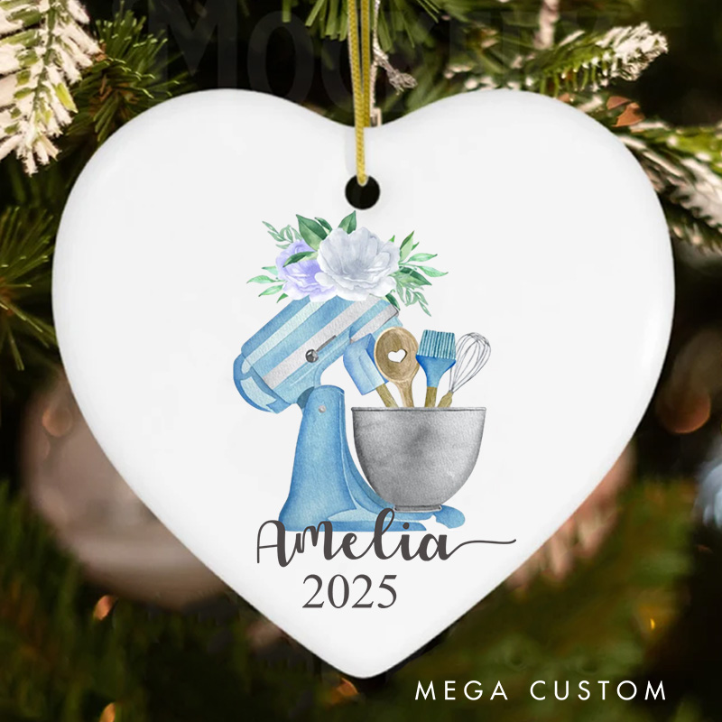 Personalized Baking Mixer Christmas Ornament Bakery Assistant Ornament with Name Xmas Tree Ornament Baker 2025 Christmas Gift Baking Lover Gift