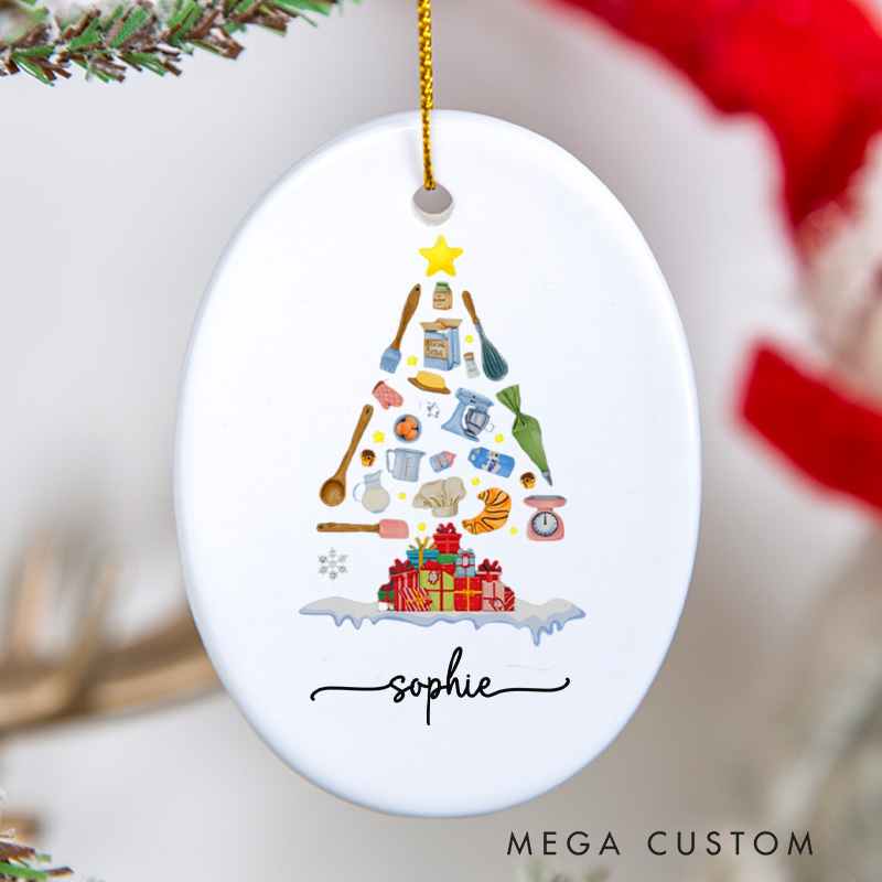 Personalized Baker Christmas Ornament Chef Ornament with Name Xmas Tree Decor for Baker 2025 Christmas Gift Baking Lover Gift