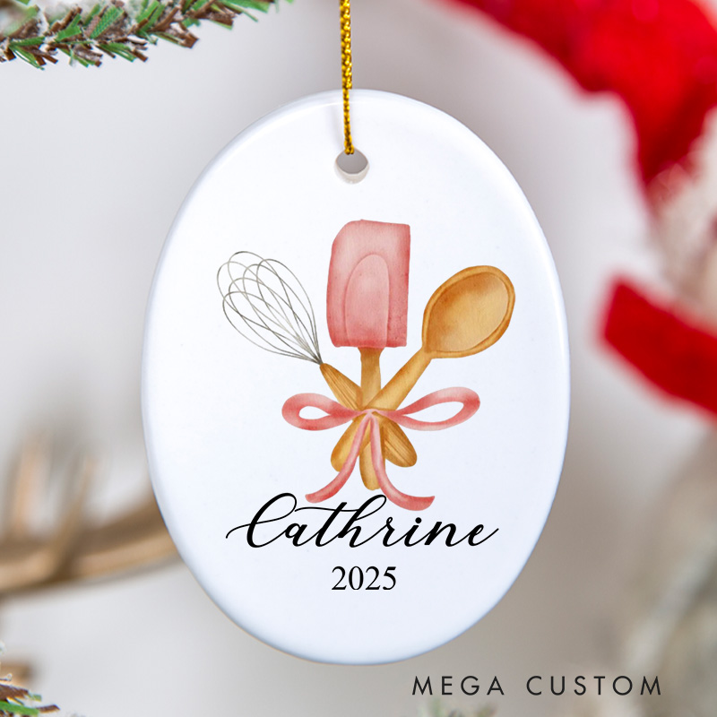 Personalized Baking Tool Christmas Ornament Cookie Baking Ornament with Name Xmas Tree Decor Baker 2025 Christmas Gift Baking Lover Gift