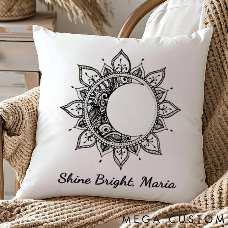 Personalized Mandala Moon Pillows with Inspirational Quote Custom Name Yoga Pillows Gift Idea for Yoga Lover