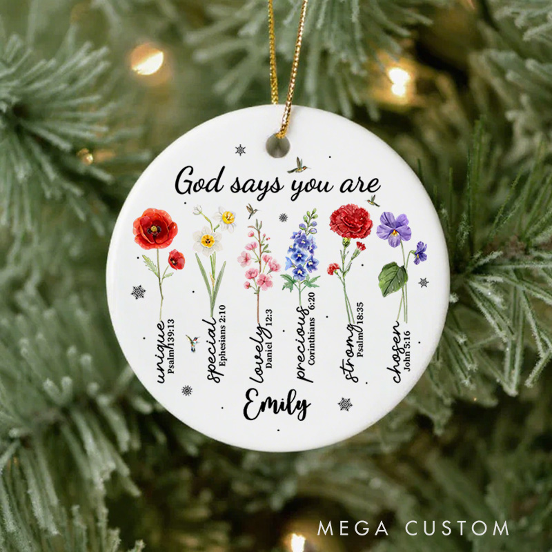 Personalized God Say You Are Unique Ceramic Ornament with Name Religious Gift Birthday Gift for Women and Girls