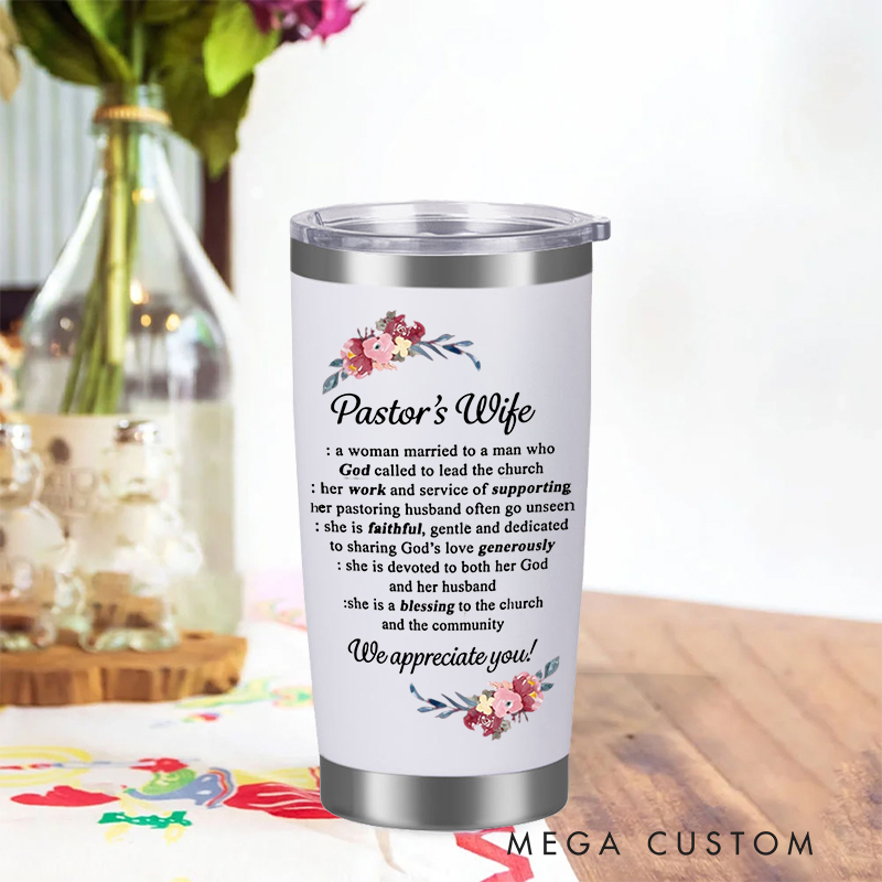 Personalized Pastor's Wife Definition Tumbler Bible Verse 20oz Tumbler with Name Stainless Steel Insulated Travel Mug Christian Gift