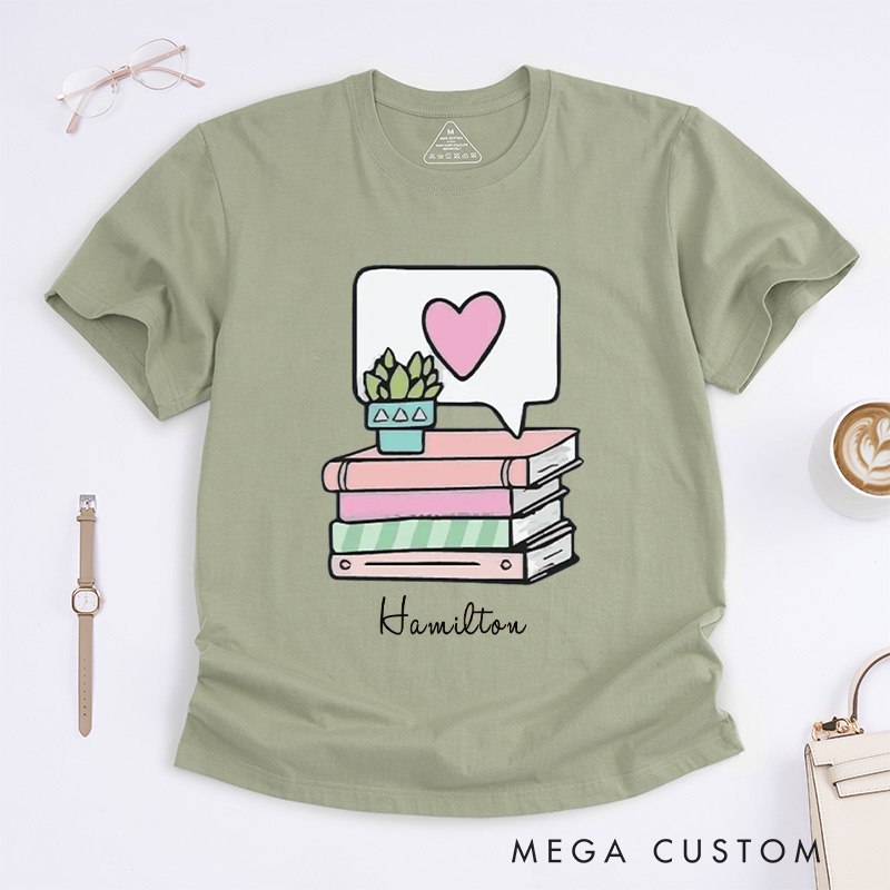 Personalized Book Lover Classic T-Shirts Reading Shirt Bookworm Book Nerd Gift Customized Name Shirt Gift for Books Lover