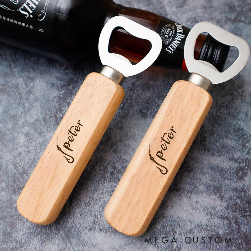 Personalized Fishing Hook Wooden Bottle Opener Gift for Beer Lovers and Fishing Lover