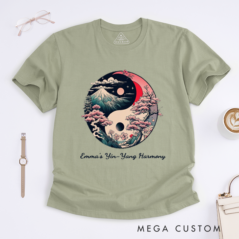 Personalized Yin Yang Meditation Yoga T-Shirt Spiritual Buddhism T-shirt Yoga Tee Self Care and Wellness T-Shirt