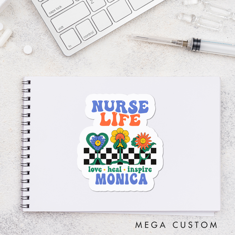 Personalized Nurse Stickers Nurse Life Personalized Sticker Love Heal Inspire Funny Nurse Sticker Vinyl Die Cut Sticker