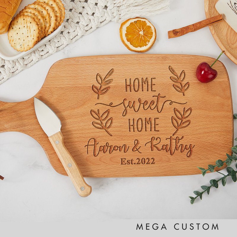Personalized Home Sweet Home Cutting Board Custom Names Established Year Housewarming Gift