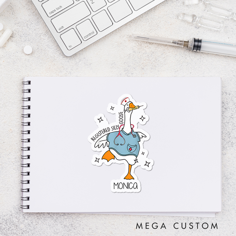Personalized Nurse Stickers Registered Silly Goose Personalized Sticker Funny Nurse Sticker Vinyl Die Cut Sticker