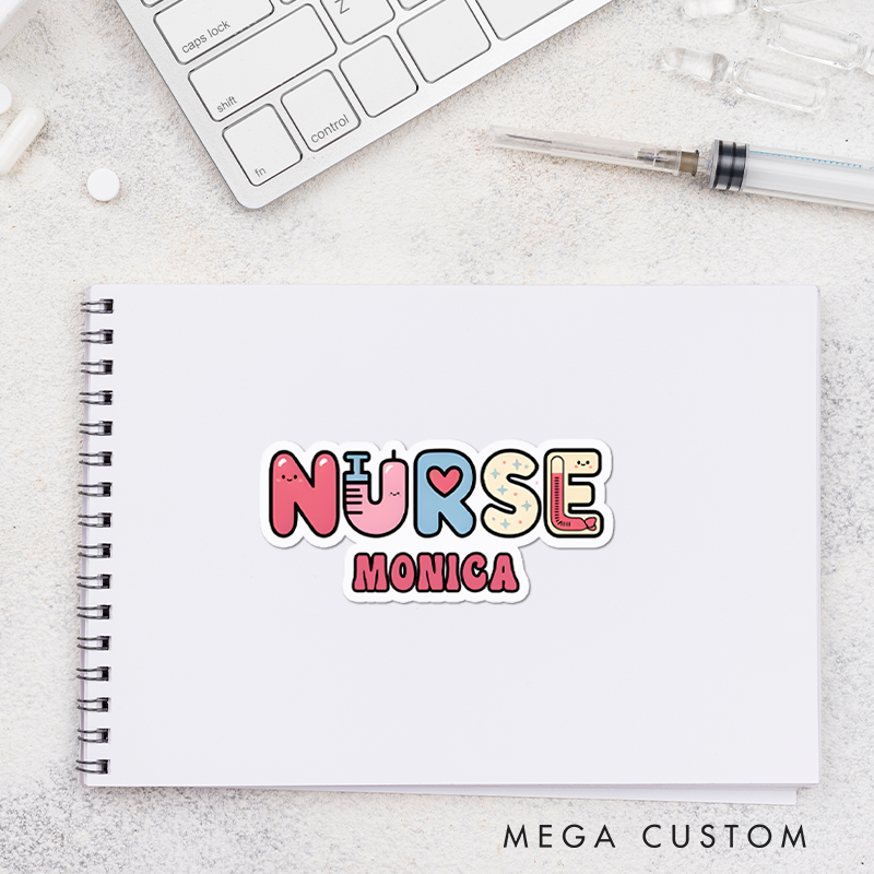 Personalized Nurse Stickers Adorable Nurse Personalized Sticker Funny Nurse Sticker Vinyl Die Cut Sticker