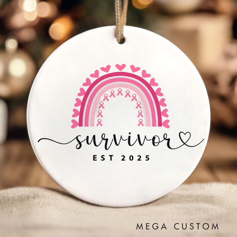 Personalized Survivor Rainbow Design Cancer Recovery Keepsake Christmas Ornament