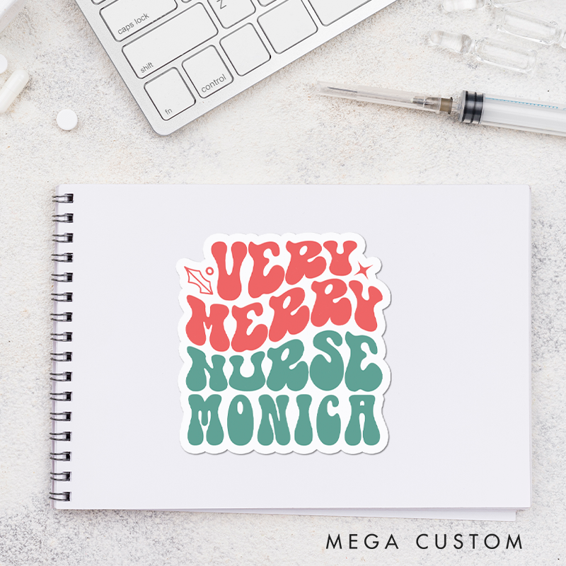 Personalized Nurse Stickers Very Merry Nurse Personalized Sticke Funny Nurse Sticker Vinyl Die Cut Sticker