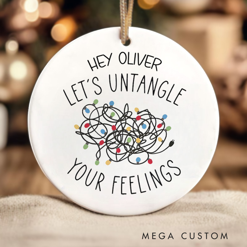 Personalized Let’s Untangle Your Feelings Colorful String Lights Design Christmas Ornament for Comfort Encouragement Gift