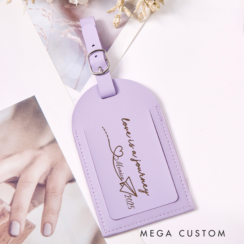 Personalized Love Is A Journey Leather Luggage Tags Gift for Traveling Lovers Travel Gift