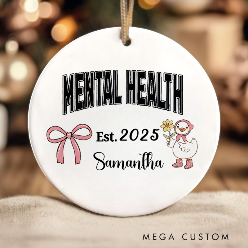 Personalized Mental Health Awareness Ribbon and Bow Design Christmas Ornament Mental Health Gift