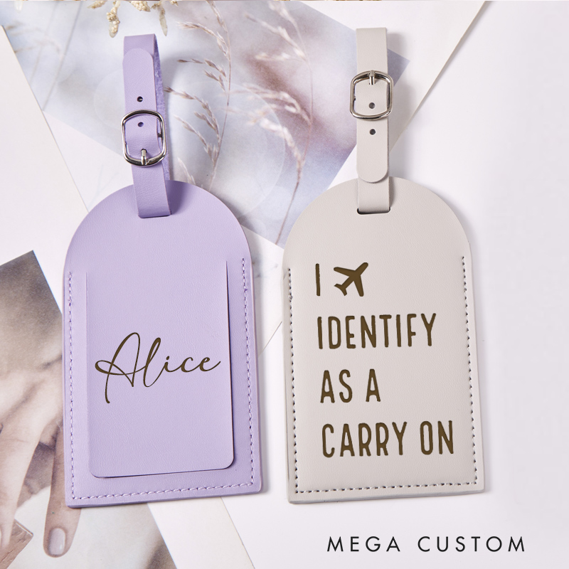 Personalized I Identify as A Carry on Leather Luggage Tags Gift for Traveling Lovers Travel Gift