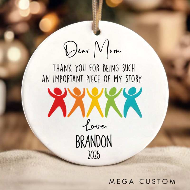Personalized Thank You Ribbon People Design Christmas Ornament for Someone Who Made a Difference in My Story Motivational Gift