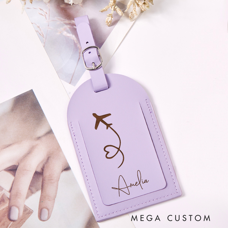 Personalized Leather Luggage Tag Custom Travel Gift Traveling Lovers Leather Accessories