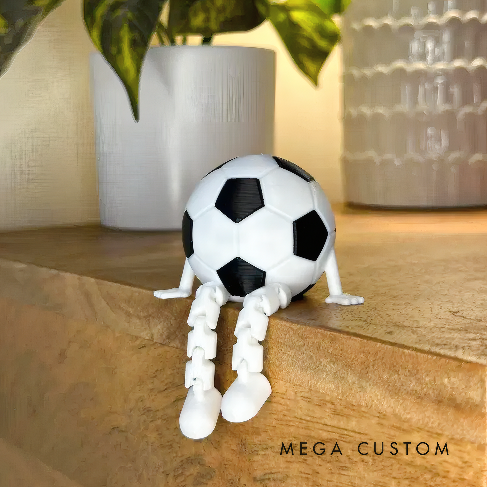 Personalized Soccer Ball Decor with Dangling Legs and Custom Name