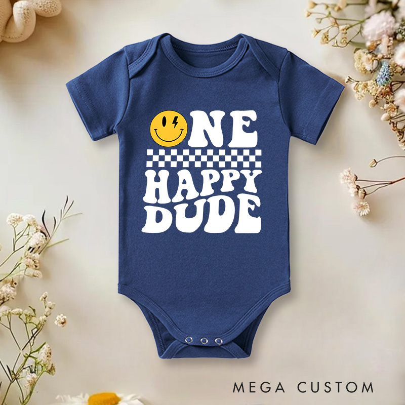 Personalized One Happy Dude First Birthday Baby Onesie Funny Gift for Baby