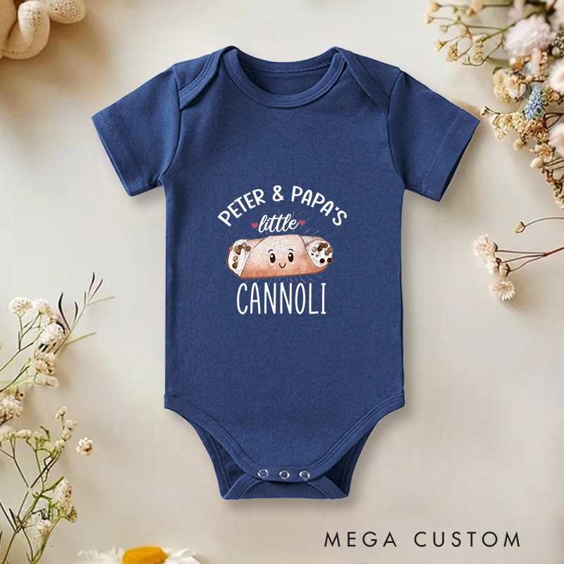 Personalized Someone & Papa's Little Cannoli Cute and Playful Dessert for Family and Food Lovers Baby Onesie