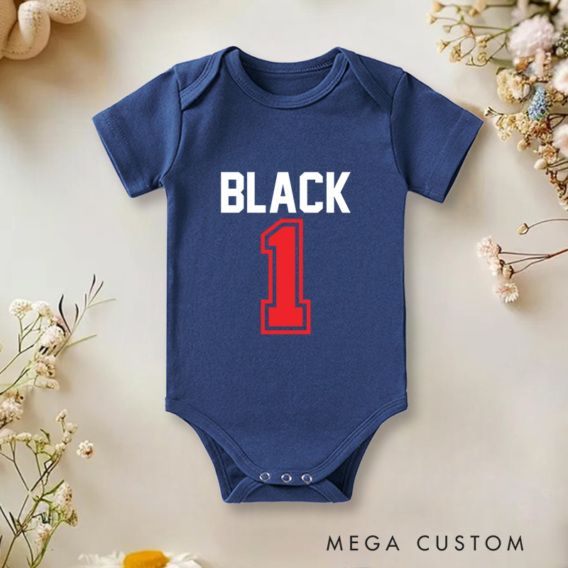 Personalized Sport Bold Personalized Sports Jersey Number Baby Onesie