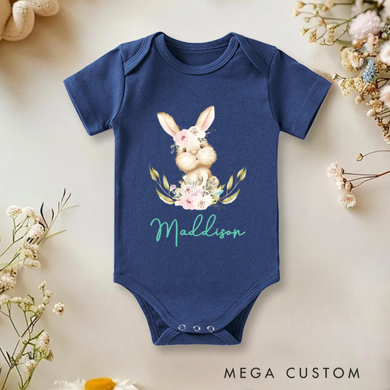 Personalized Cute Easter Bunny Baby Onesie Unisex Newborn Baby Gift