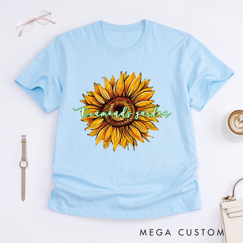Personalized Sunflower Classic T-Shirts Flower Print Shirt Women Garden Shirt Floral Shirt Gardening Lovers Gift Plant Lover Gift