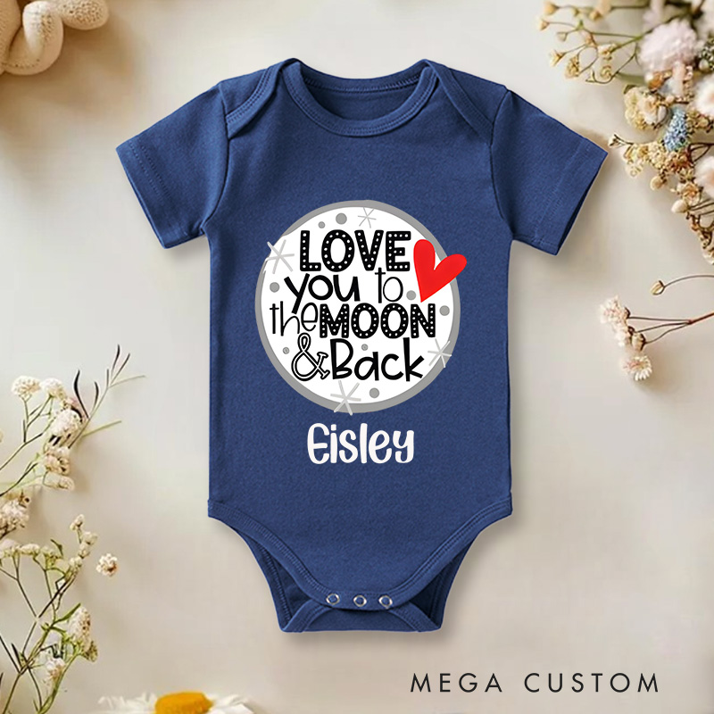 Personalized Love You to the Moon and Back Baby Onesie Valentine's Day Baby Gift