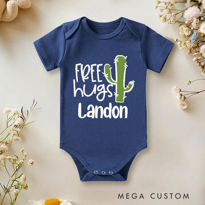 Personalized Cactus Free Hugs Baby Onesie Newborn Gift