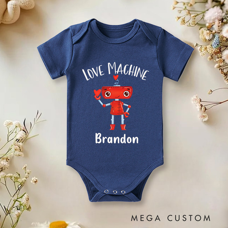 Personalized Love Machine Robot Baby Onesie Valentine's Baby Gift