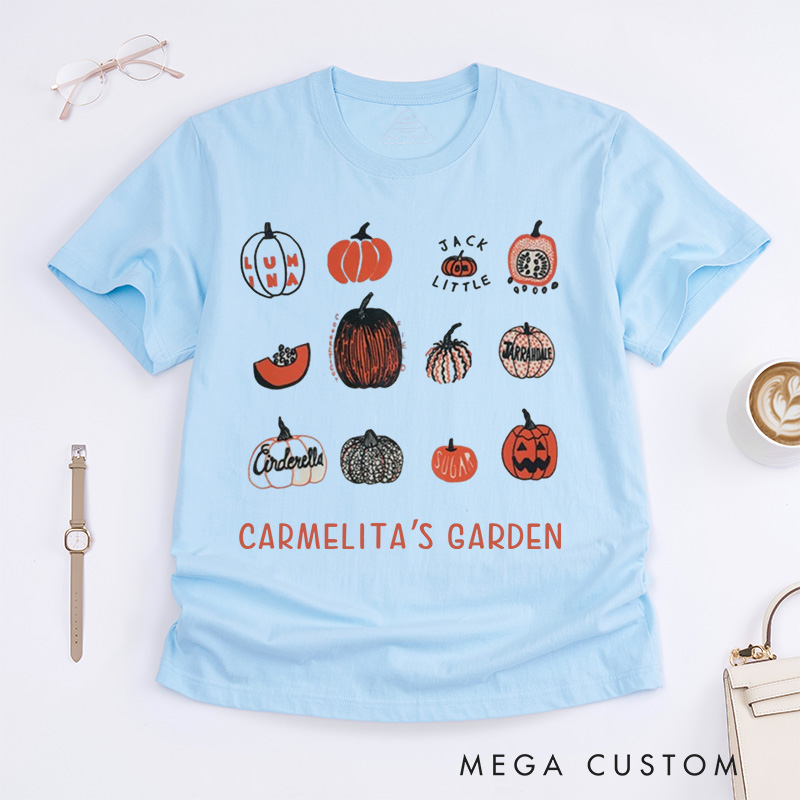 Personalized Pumpkin Classic T-Shirts Halloween Shirt Screen Print Shirt Foodie Gift Gardening Lover Gift Plant Lover Gift Halloween Gift