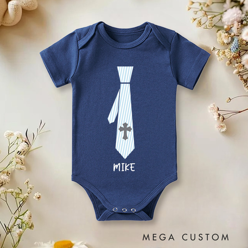 Personalized Baby Boy Baptism Baby Onesie Baby Shower Gift New Brother Gift