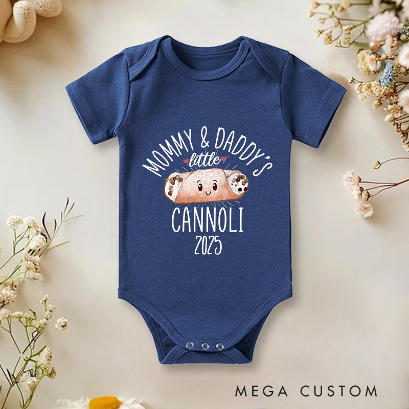 Personalized Mommy and Daddy's Little Cannoli Baby Onesie Baby Shower Gift
