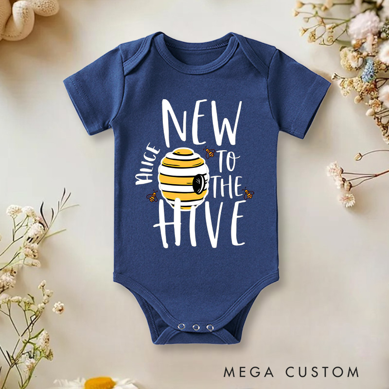 Personalized New to the Hive Bee Baby Onesie Baby Shower Gift